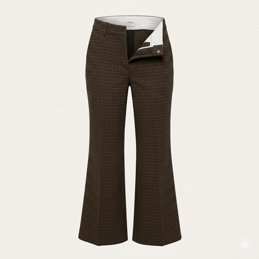 Wilfred Aritzia‎ Geometric Flare Dress Pants Brown Black High Rise Size 00